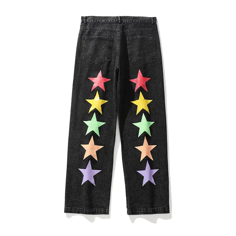 Pentagram Men's Casual Wide-Leg Jeans Trousers