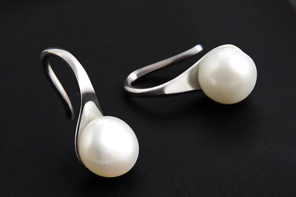 Sterling Silver Pearl Stud Earrings - Fashion Jewelry