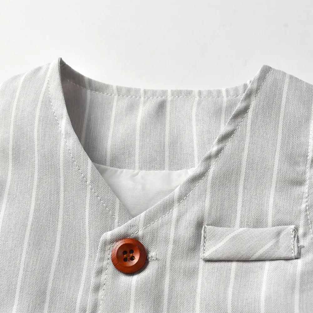 Kids' Striped Vest and Long Sleeve Shirt Suit Set