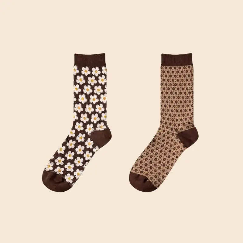 Warm Thick Coffee Color Women's Cotton Tube Socks