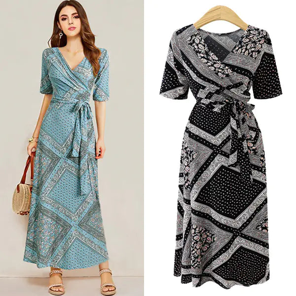 European New Plus Size Floral Maxi Dress