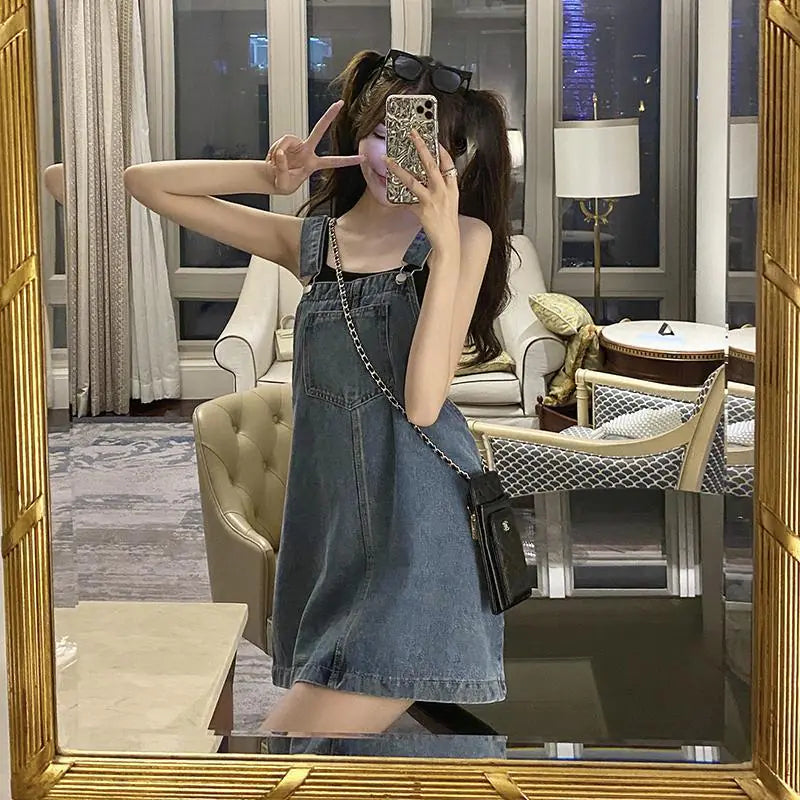 Denim Suspender Skirt for Women - Spring and Autumn Fashion