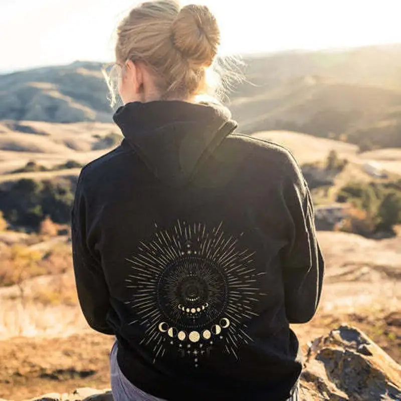 Casual Long Sleeve Hooded Sweater with Letter Print