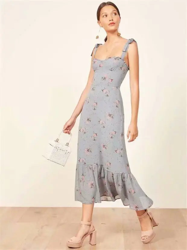 Vintage Floral Chiffon Slip Dress