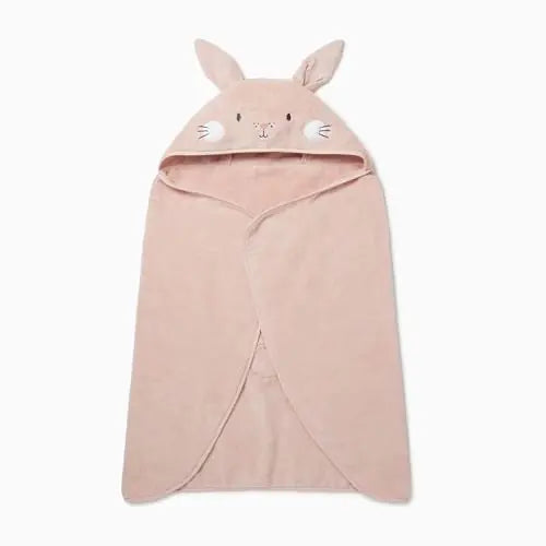 Boys and Girls Hooded Bunny Bath Towel in Blush - Unisex Baby Toddler Soft Blanket - Ultra Absorbent and Long Lasting - One Size