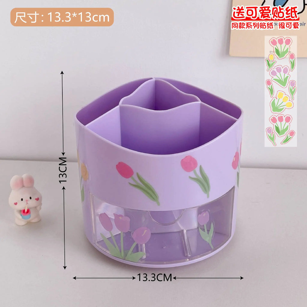 Large Capacity Rotating Pen Holder for Desk Organizer