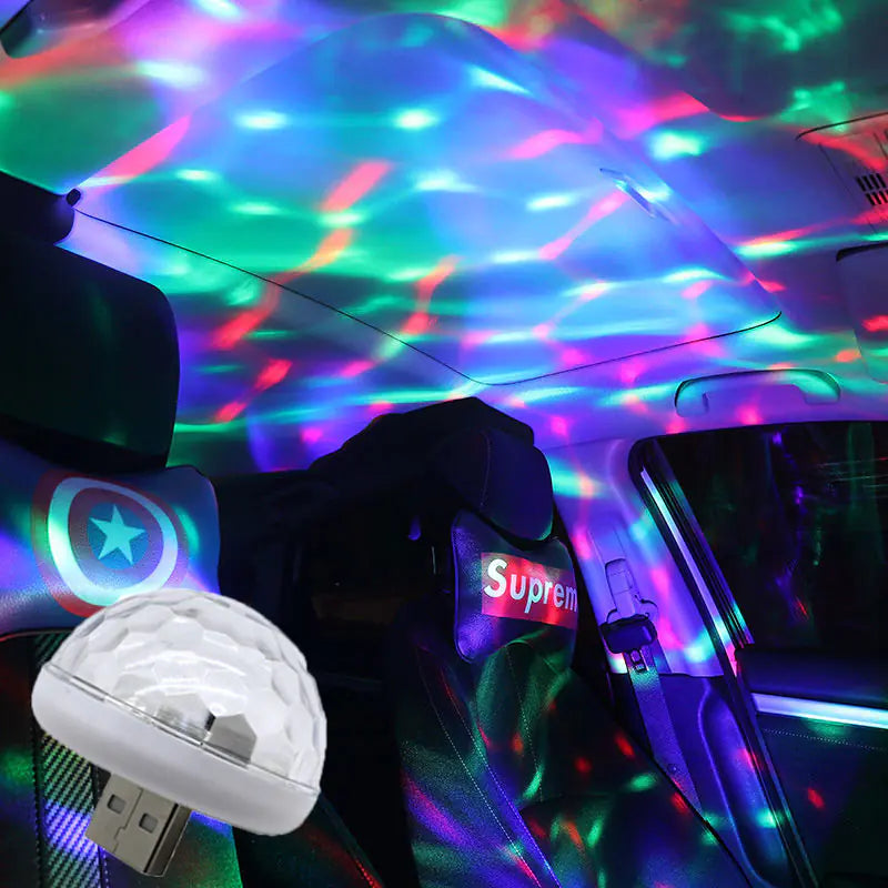 Car USB LED Rhythm Light with Voice Control