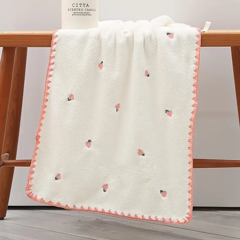 Embroidered Star Moon Cherry Soft Absorbent Towel 34x76cm