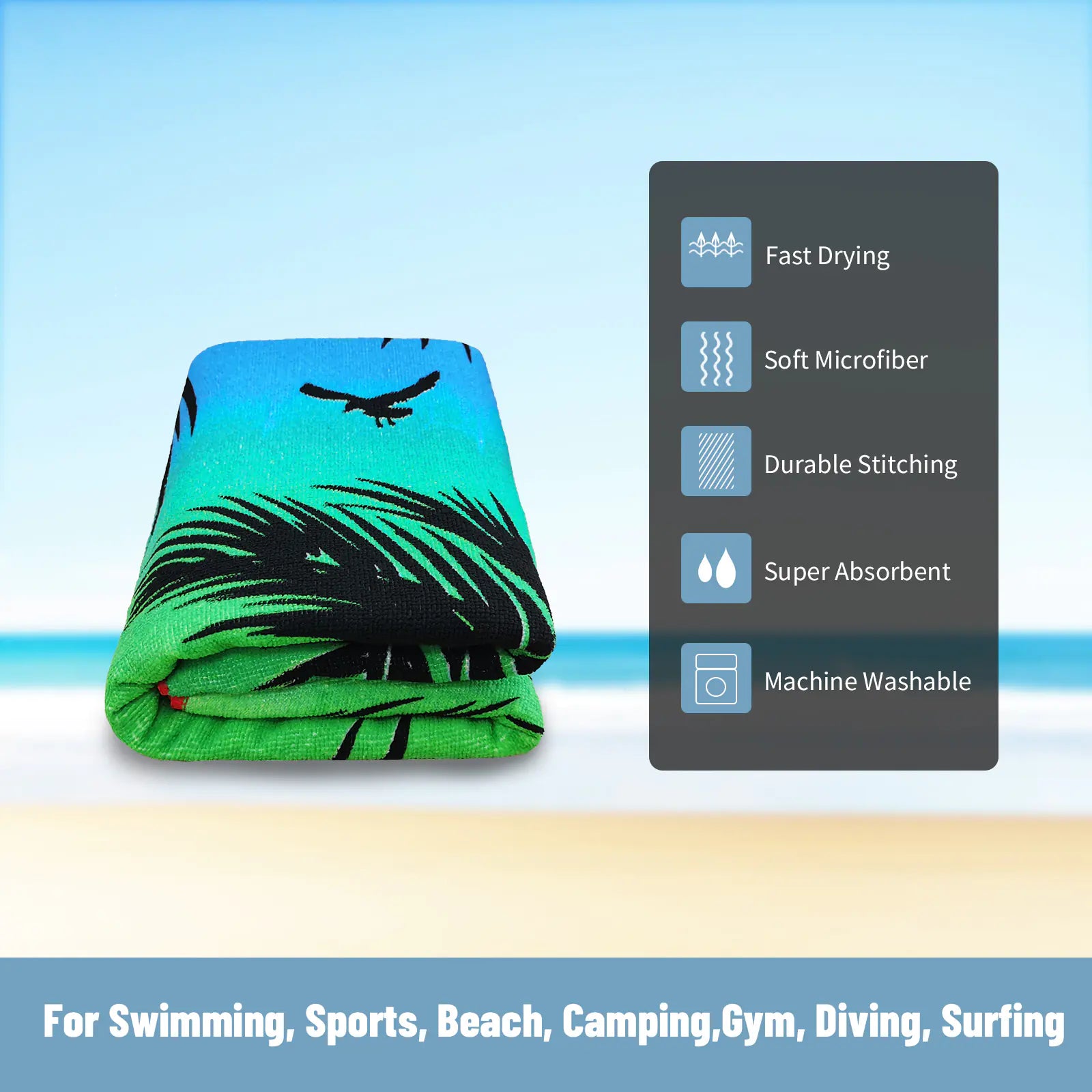 Microfiber Printed Beach Towel for Yoga and Swimming