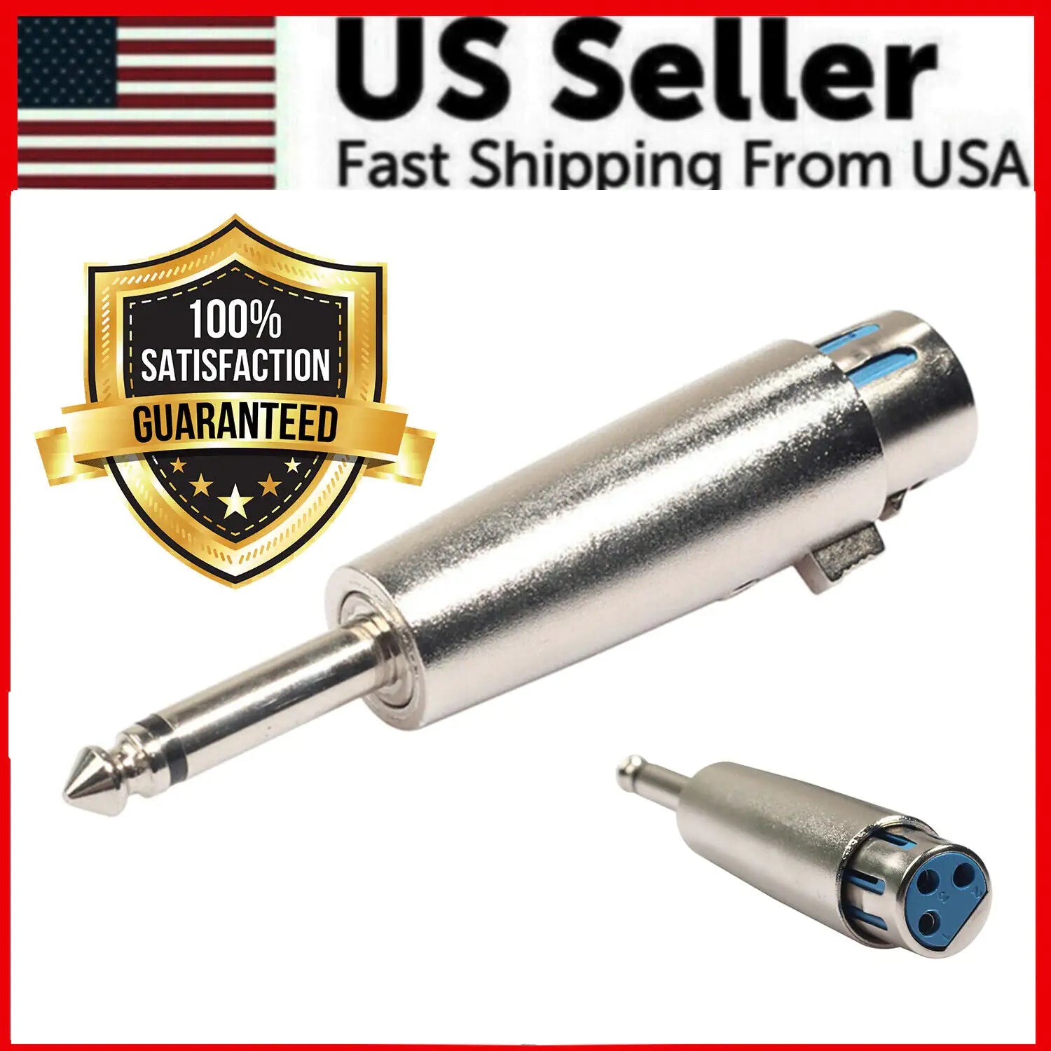 3PIN XLR Female To 1/4" 6.35mm Mono Male Plug Audio Cable Microphone Mic Adapter