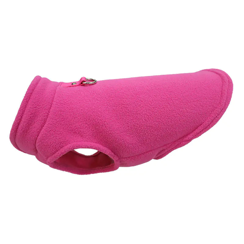 Thick Solid Color Dog Clothes with Strap and Fleece