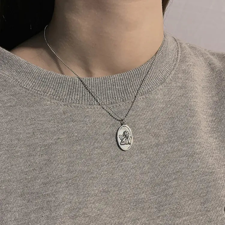 Guardian Angel Vintage Thai Silver Necklace for All