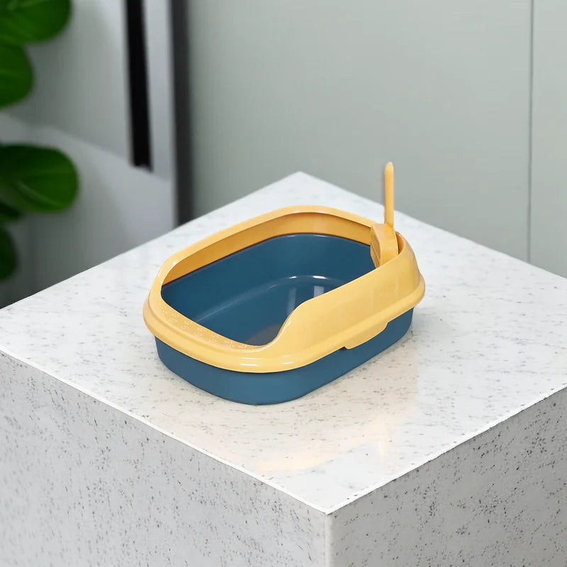 Semi-Enclosed Cat Litter Basin with Durable Shovel