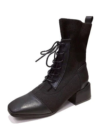 Pointed Toe Lace-Up European American Martin Boots