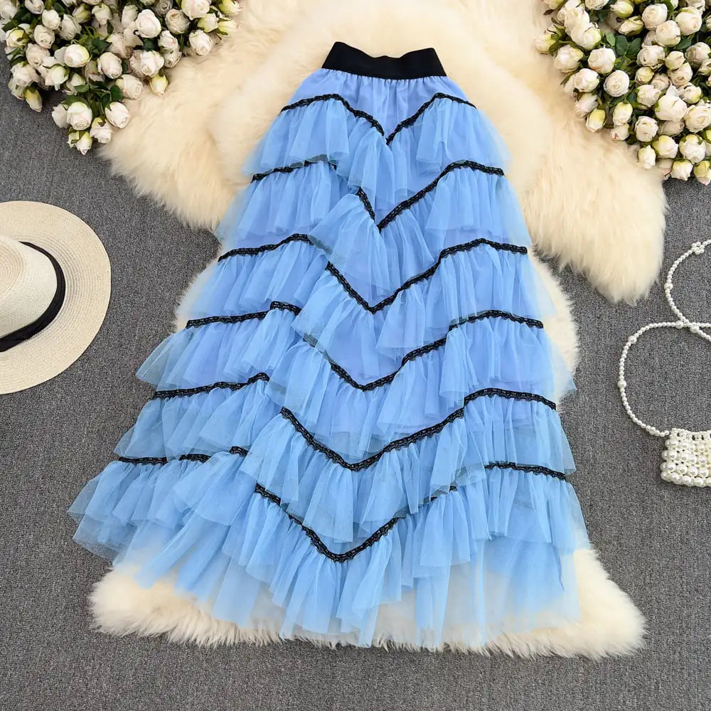 Multi-Layer High Waist Lace Irregular Fairy Skirt