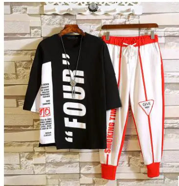 Men's Hip-Hop Sports Set - Stylish 2-Piece Outfit