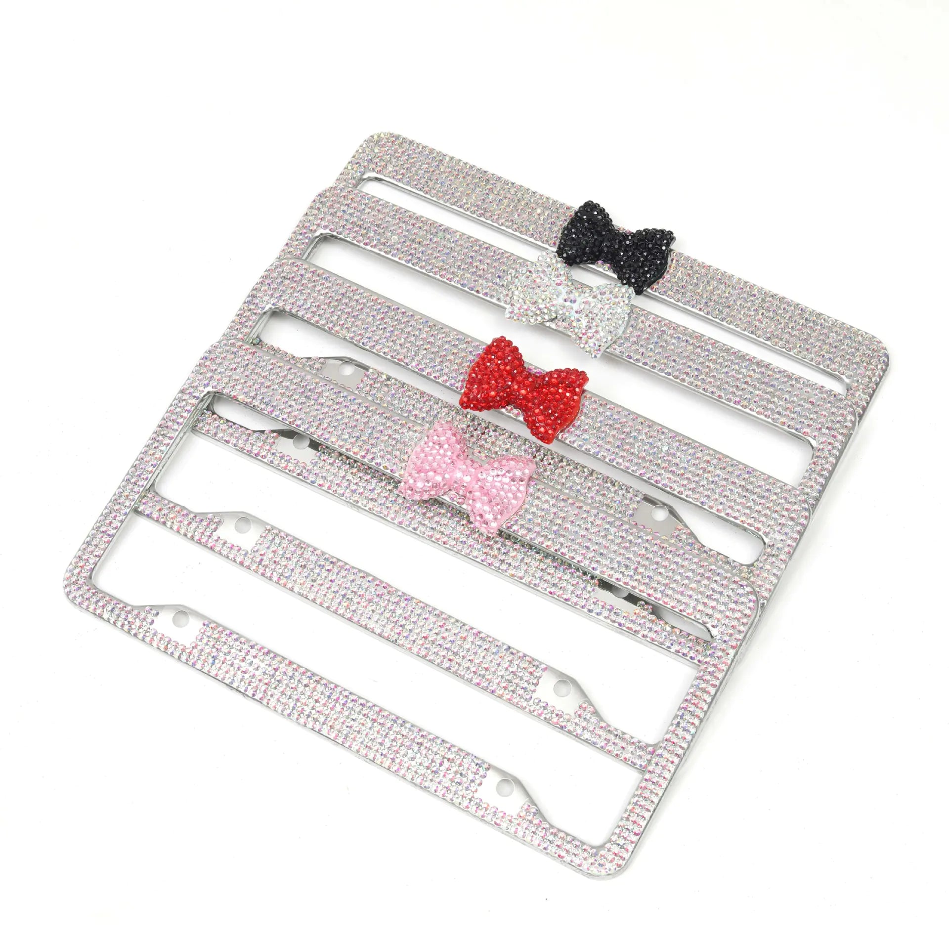 Rhinestone Bow Car License Plate Frame with Acrylic