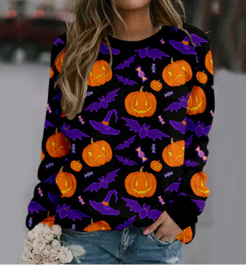 Halloween Women's Long Sleeve Printed Sweater