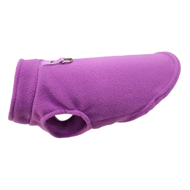 Thick Solid Color Dog Clothes with Strap and Fleece