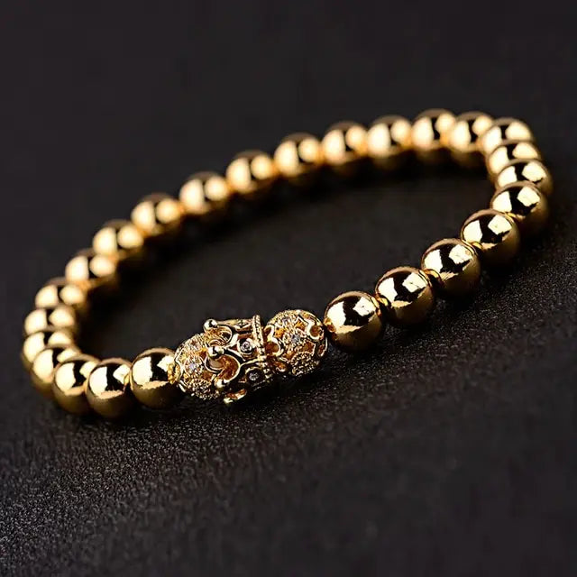 Luxury Gold Zircon Crown Circle Bracelet for Men