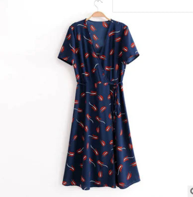 Spring Summer New Women's Retro Style Midi Dress
