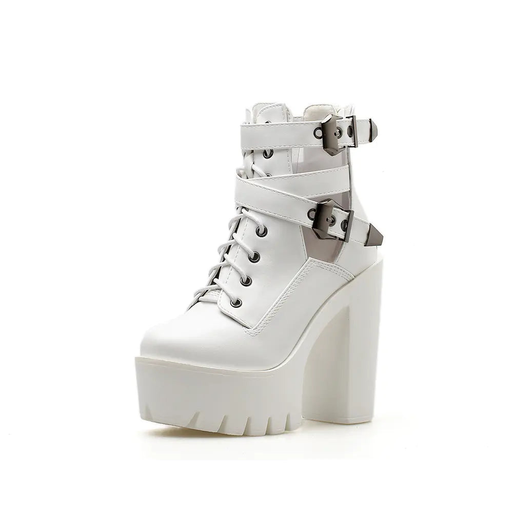 2020 New Women's Chunky Heeled Ankle Boots with Belt