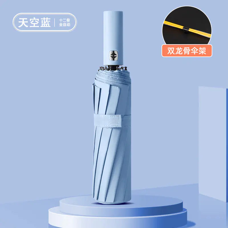 Custom 24 Bone Automatic Folding Sun and Rain Umbrella