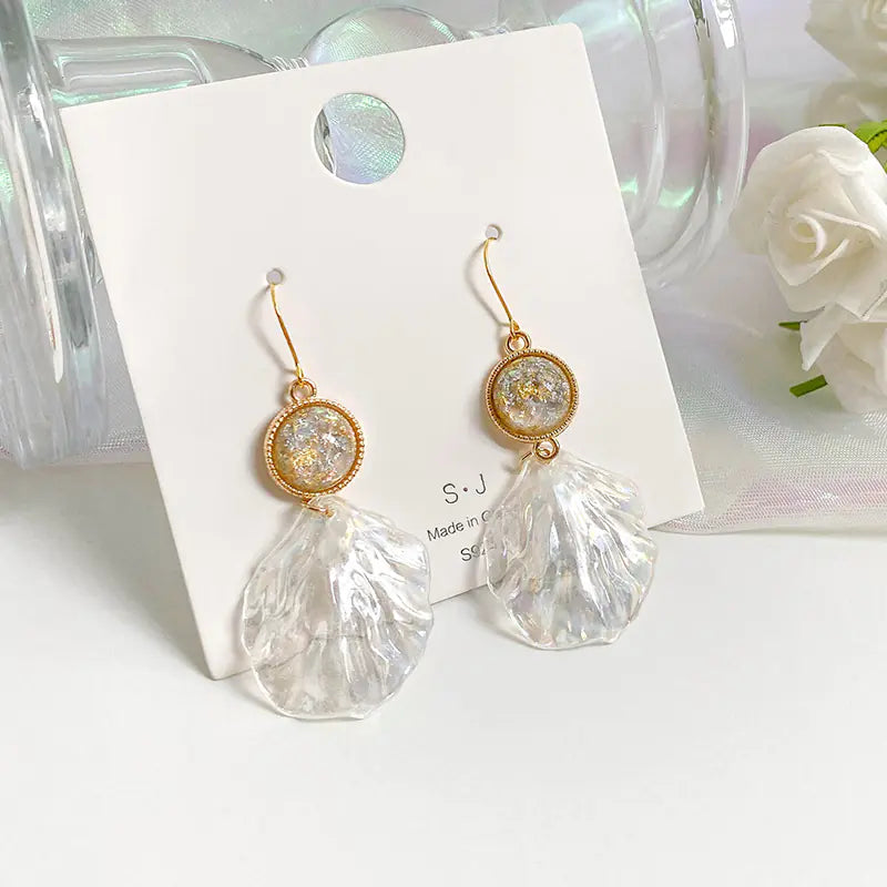 Acrylic Shell Earrings with 925 Silver Studs (Korean Style)
