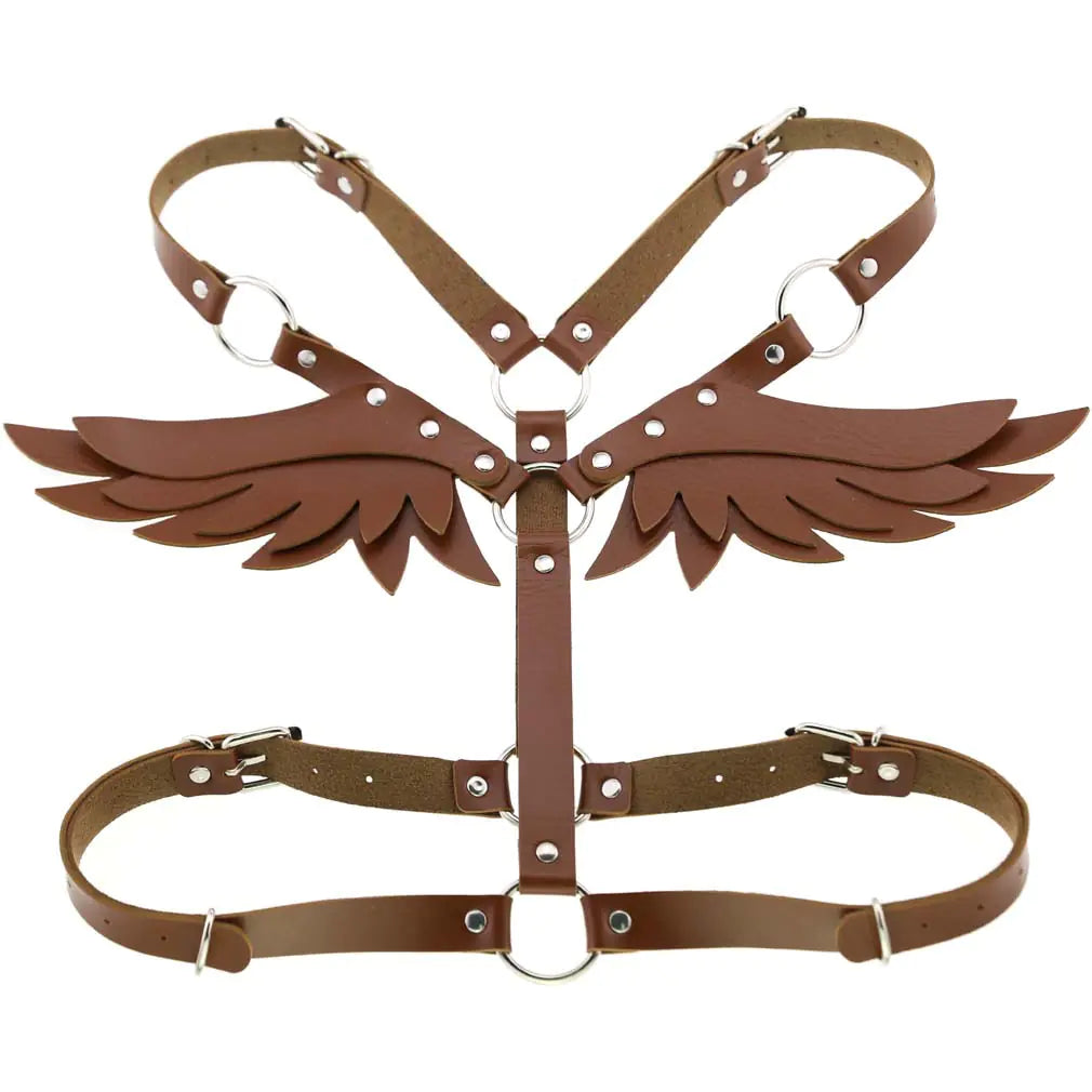 Women's Leather Angel Wings Harness Set