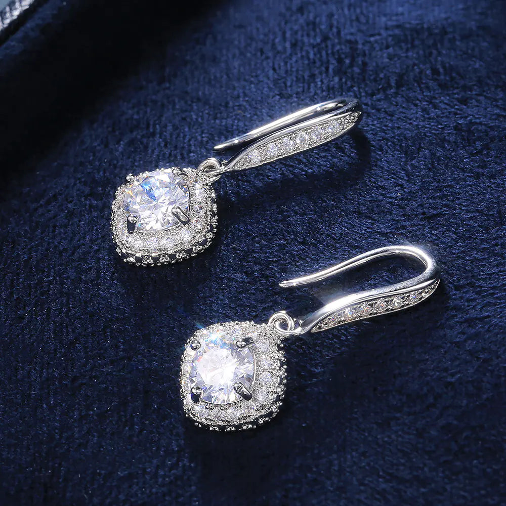 Square Zircon Earrings - Elegant and Versatile Design