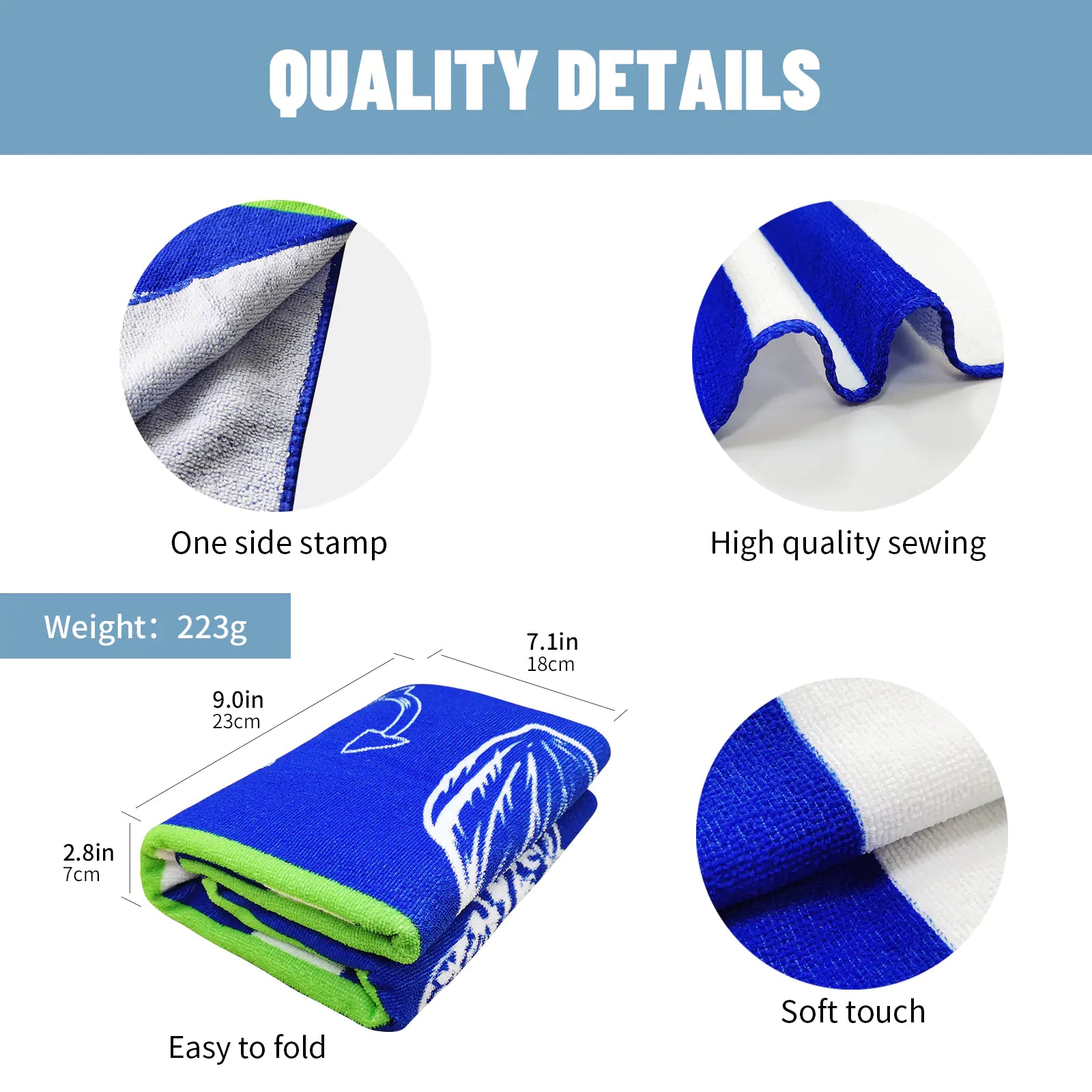 Blue and White Striped Stars Quick-Drying Beach Towel