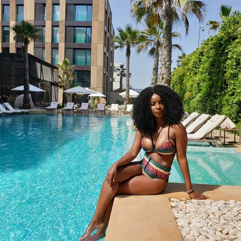African Print Two-Piece Swimsuit Set