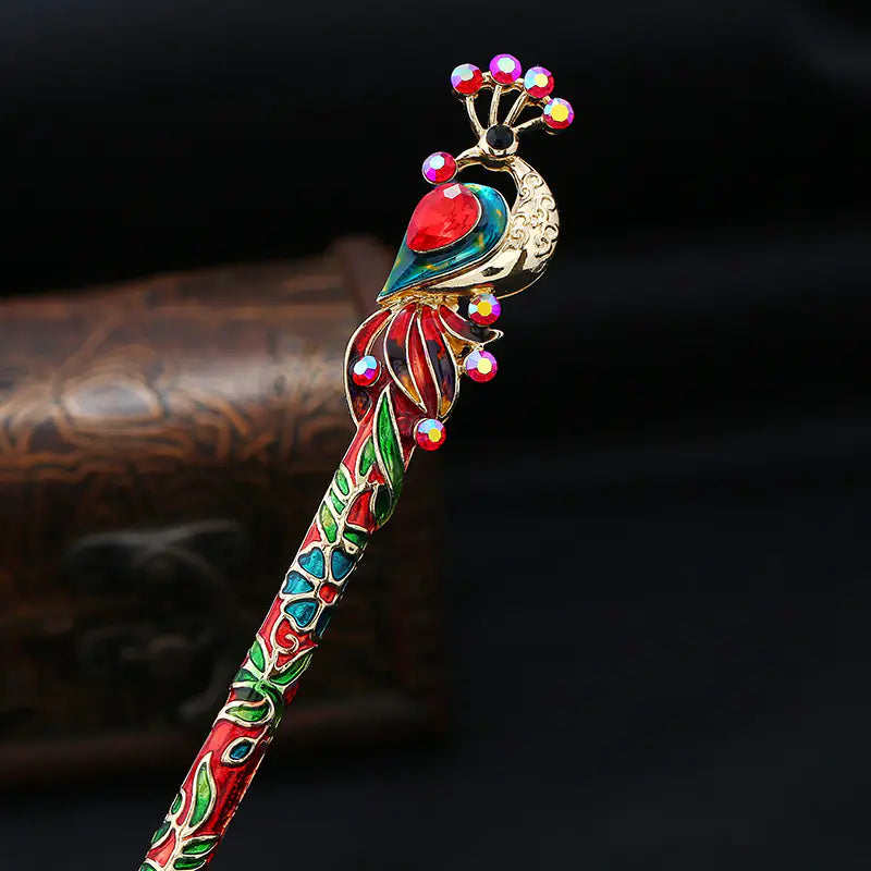 Vintage Hairpin with Colorful Decoration for Women