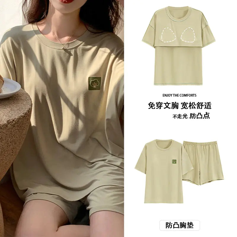 Women's Short Sleeve Modal Pajama Set (Solid Color)