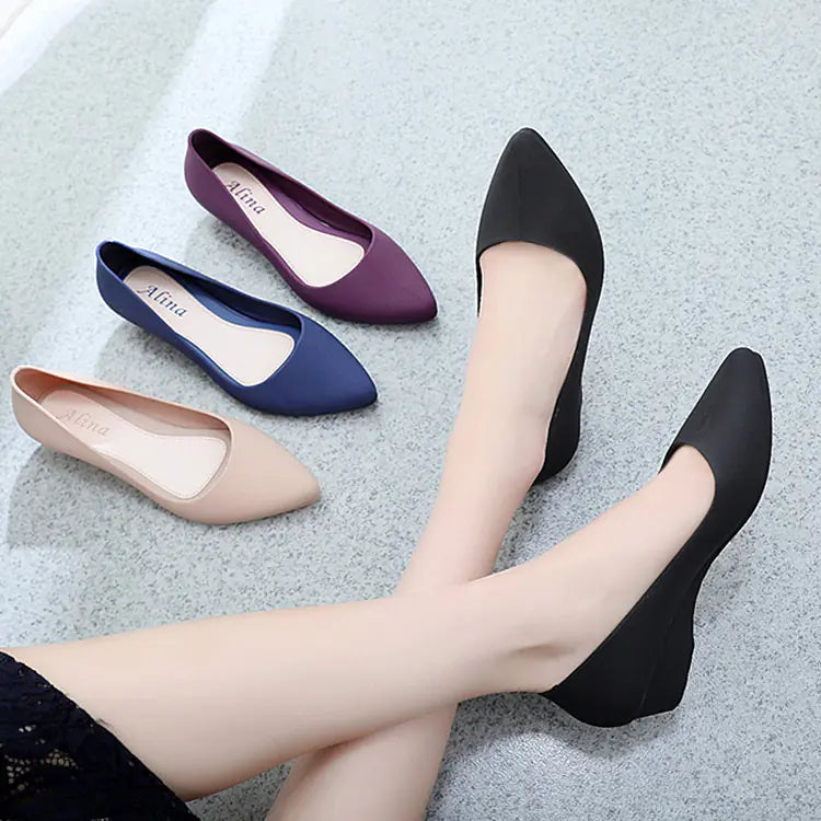Pointed Toe Wedge Work Shoes with Soft Sole