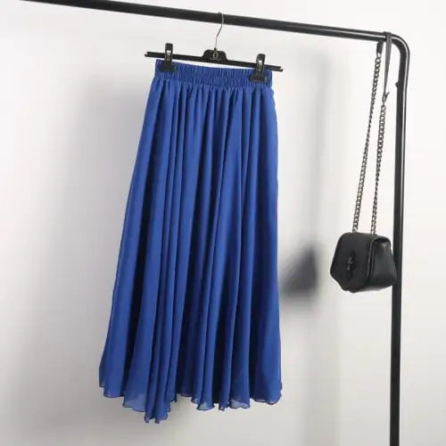 Spring Chiffon A-Line Pleated Half-Length Skirt