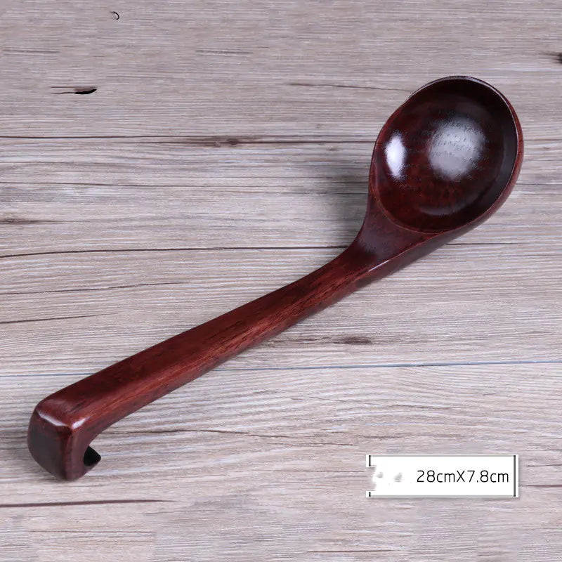 Curved Wooden Spoon with Long Handle for Cooking