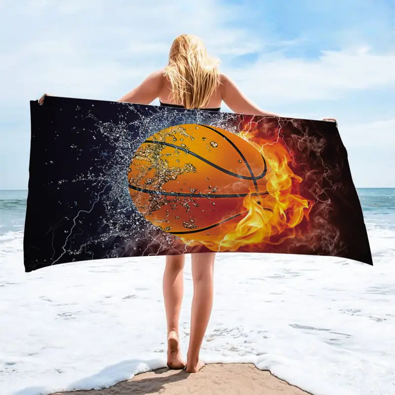 Basketball Print Quick-Drying Beach Towel 150x75cm