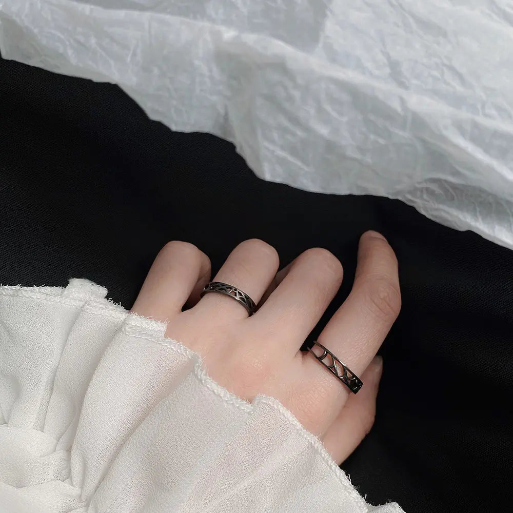 Sterling Silver 925 Black Diamond Couple Ring