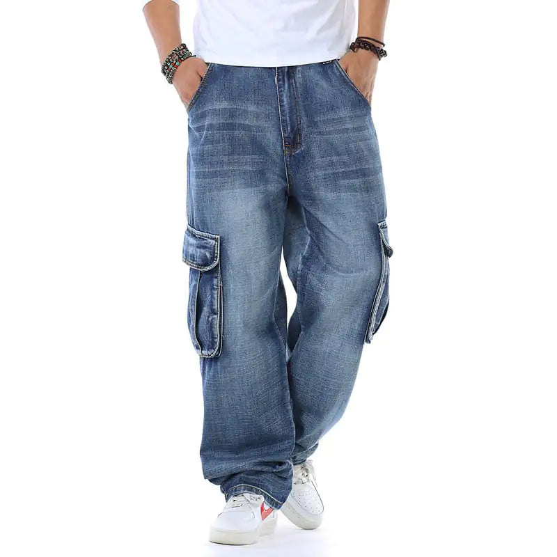 Large Multi-pocket Wide Leg Fashion Jeans men