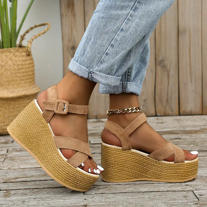Casual Open Toe Cross Strap High Heels for Women