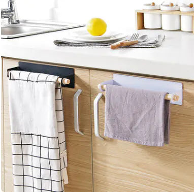 Wall-Mounted Towel Rack with Adhesive Hooks