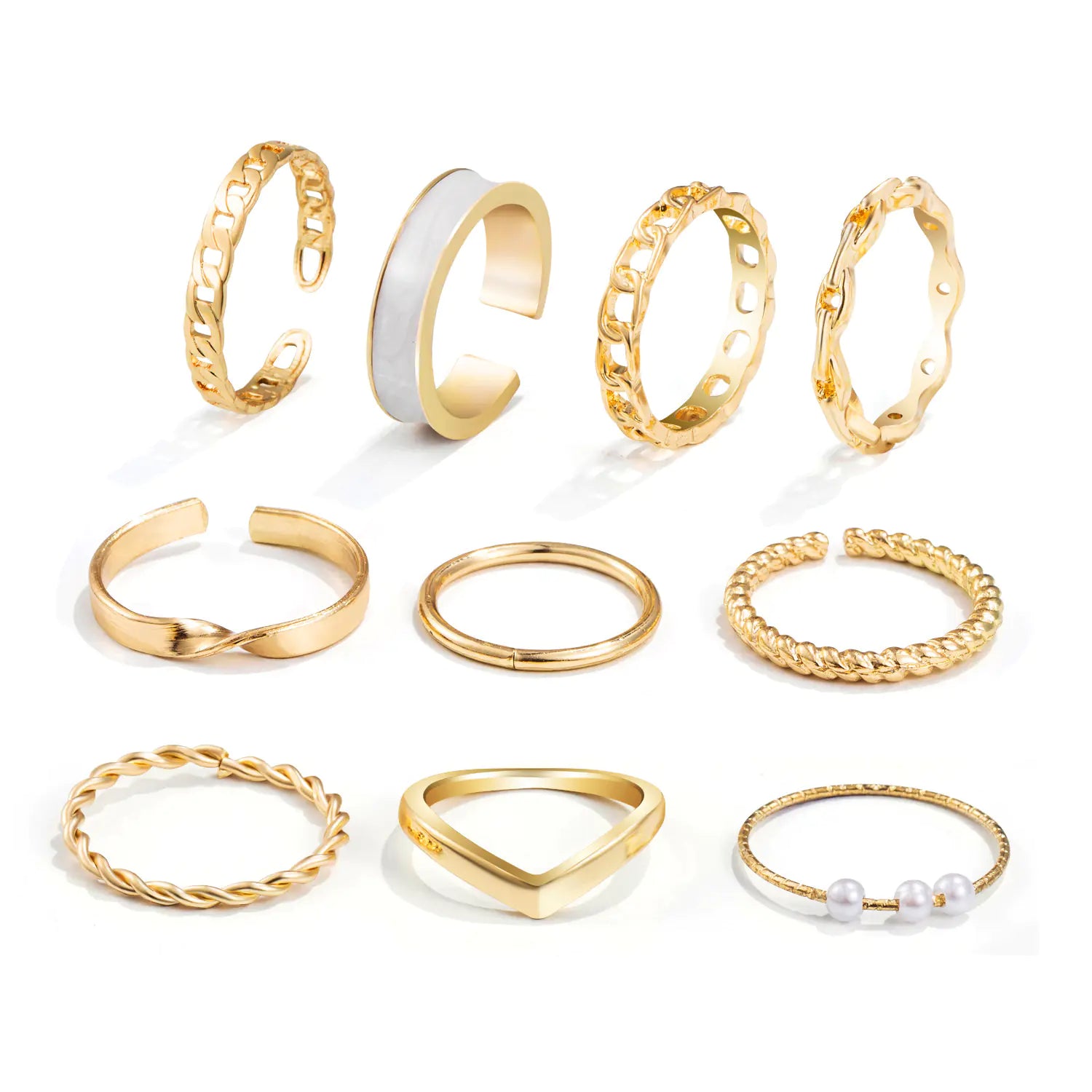 Geometric Oil Drip Ring Set for Women