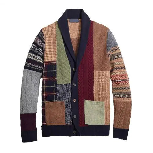 Vintage Men’s Hooded Cardigan Sweater in Ethnic Style