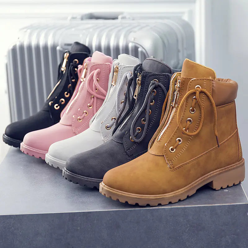 Women's Reversible Lace-Up Ankle Boots for Fall/Winter