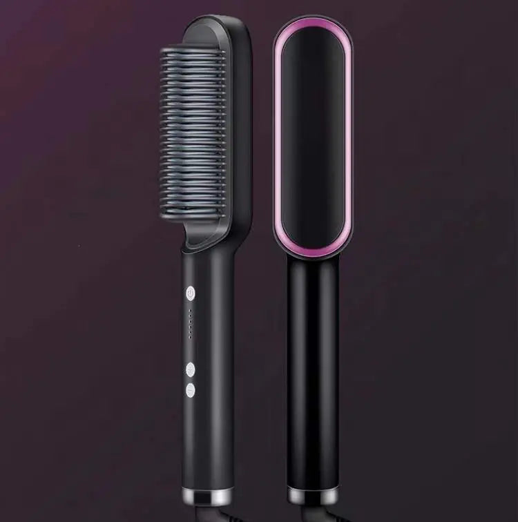 2-in-1 Electric Hair Straightener & Curling Brush