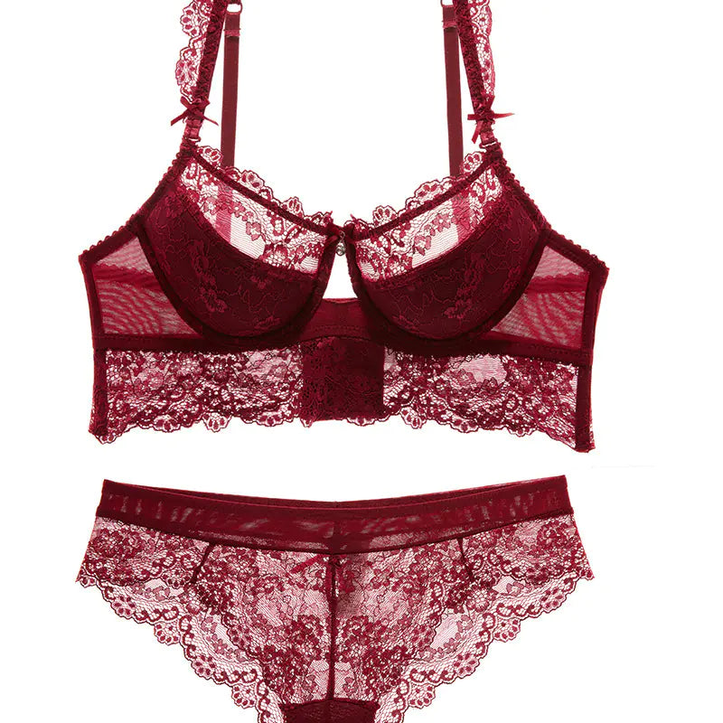 Lace Cotton Bra Set with Side Support (Style 9168B)