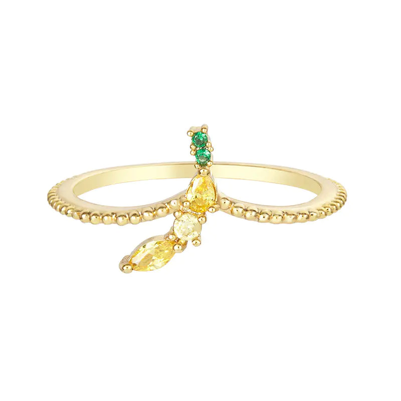 Tropical Fruit Cherry Peach Zircon Ring for Women