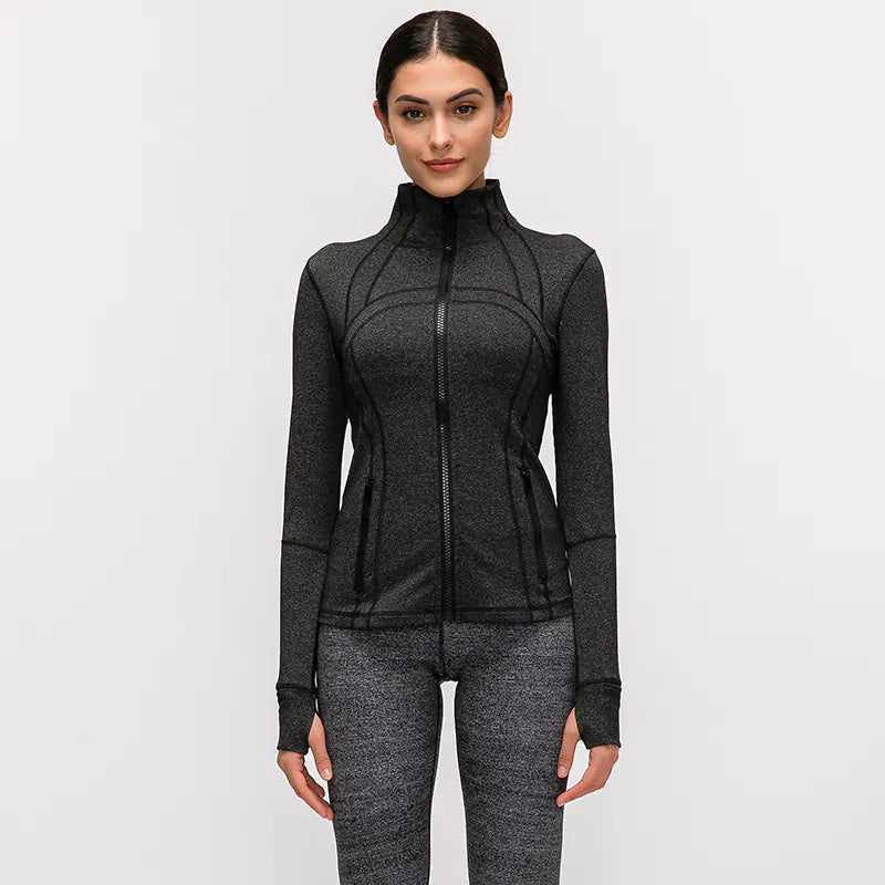Women's Nylon Stretch Zip-Up Yoga Jacket for Fall/Winter