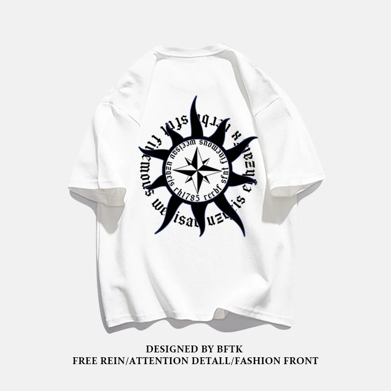 Men's Heavyweight Retro T-Shirt, 100% Cotton, Casual Fashion